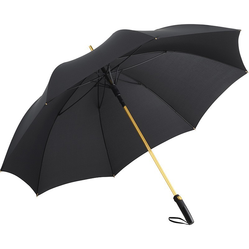 Parapluie golf poignée droite ref FP7399 Couleur noir/doré